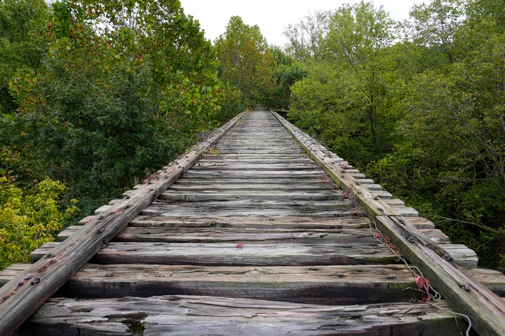 The girls were walking along a bridge (pictured) on Feb. 13, 2017, when prosecutors said they were followed and attacked. 