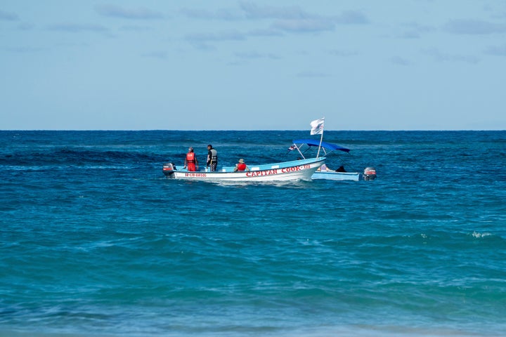 Civil defense boats search for Sudiksha Konanki near a beach in Punta Cana, Dominican Republic, on March. 10.