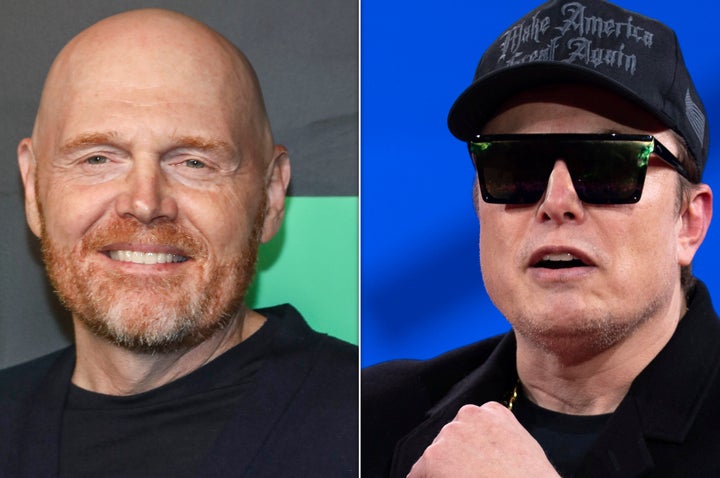 Bill Burr, right, slammed Elon Musk's Teslas as "piece of shit" cars. 