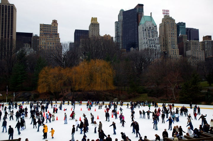 Ice skaters enjoy the Christmas holiday at Wollman Rink in Central Park. (Photo by Robert Sabo/NY Daily News Archive via Getty Images)