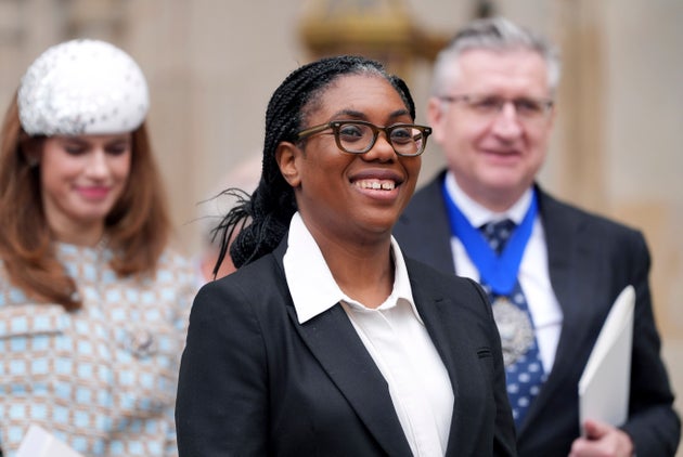 Conservative Party leader Kemi Badenoch leaves after attending the annual Commonwealth Day Service of Celebration at Westminster Abbey, in London, Monday March 10.