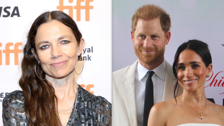 "They are two people riding the fumes of a past Victim Era, in a new era now where victimhood has fallen out of favor," Justine Bateman, left, wrote of Prince Harry and Meghan Markle. 