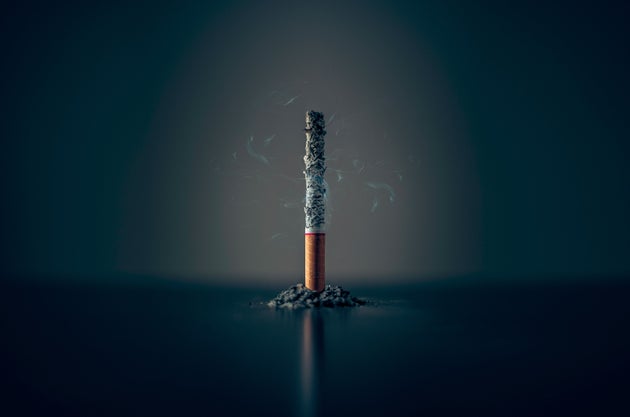 A burnt-through cigarette