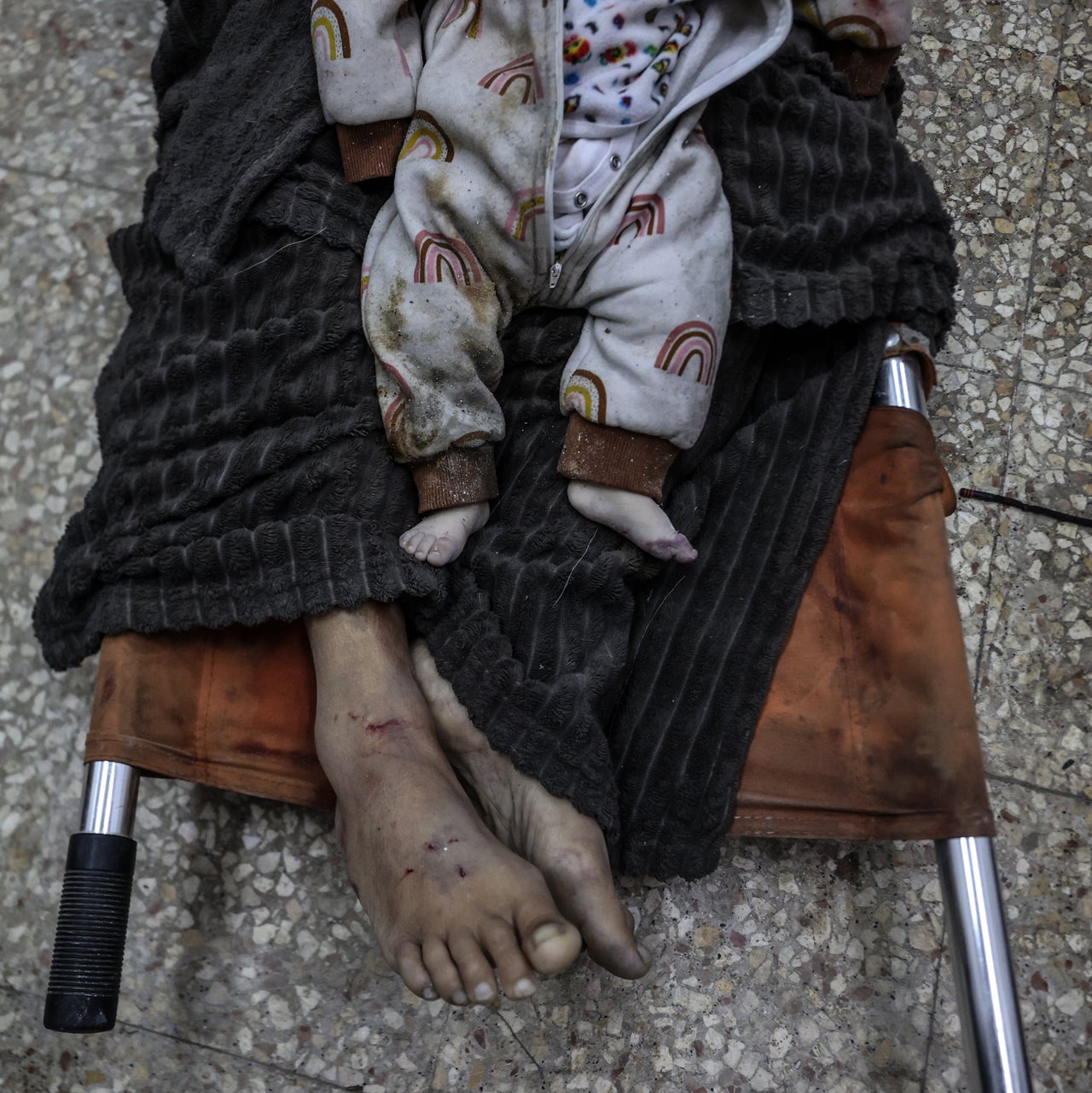 Palestinians who lost their lives are brought into the morgue of the Al-Aqsa Martyrs Hospital in Deir Al Balah, Gaza, on March 18, 2025.