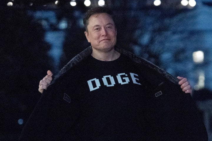 Federal Choose Blocks DOGE From Accessing Social Safety Private Info... For Now 6 Elon Musk flashes his t-shirt that reads "DOGE" to the media as he walks on South Lawn of the White House, in Washington, Sunday, March 9, 2025. (AP Photo/Jose Luis Magana)