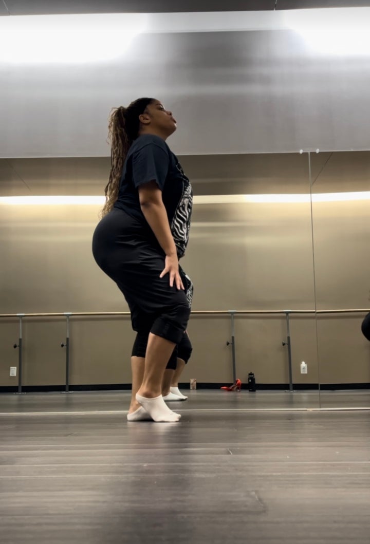 The author participating in a dance class.