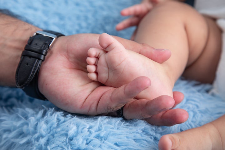 Newborn baby feet close up