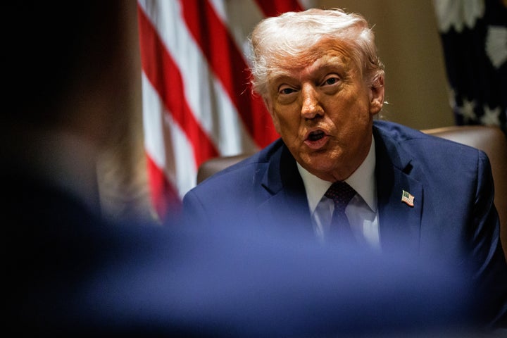 US President Donald Trump speaks during a cabinet meeting at the White House in Washington, DC, US, on Monday, March 24, 2025.