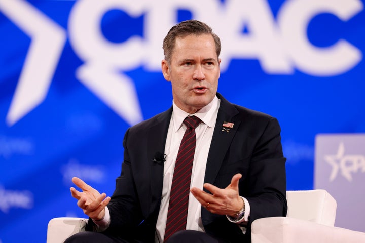 National security advisor Michael Waltz speaks during the Conservative Political Action Conference (CPAC) last month.