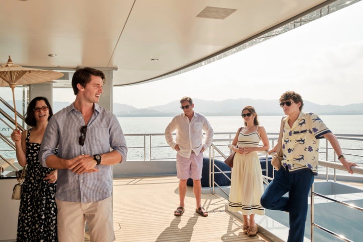 The Ratliff family aboard a yacht earlier in the current season of The White Lotus