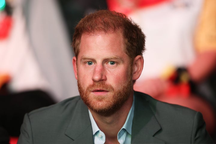 The Duke of Sussex watches the show during the opening ceremony of the Invictus Games Düsseldorf 2023 on Sep. 9, 2023.