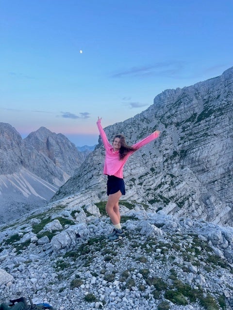 The author watching the sunset on Mt. Malo Spicje in the Julian Alps, Slovenia.