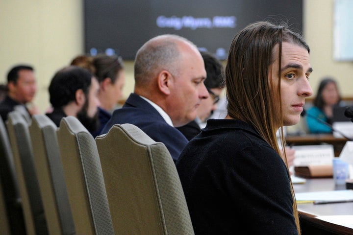 Rep. Zooey Zephyr, D-Missoula, attends a meeting of the House Judiciary Committee in the Montana State Capitol in Helena, Montana, on May 1, 2023.