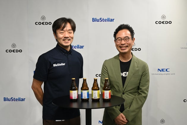 日本電気 生成AI事業開発統括部長・千葉雄樹さん（左）と、コエドブルワリー代表取締役・朝霧重治さん（右）