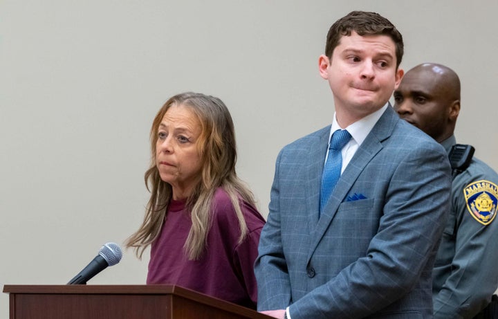 Kimberly Sullivan stands next to her attorney Jason Spilka during a bond hearing Thursday, March 13, 2025, at Waterbury Superior Court.