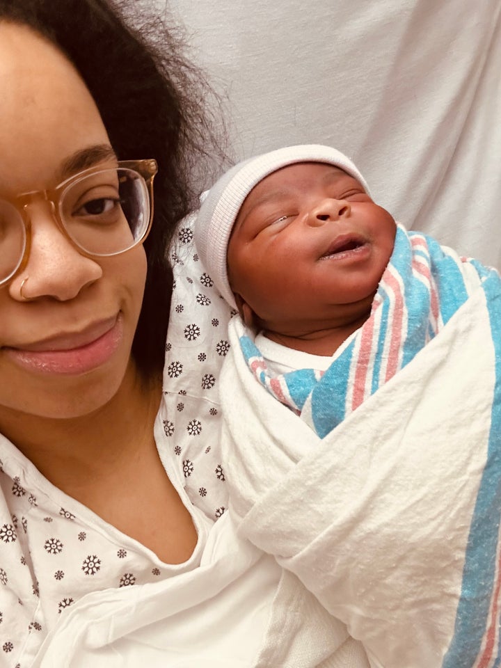 The author and her daughter Kessler's first selfie together on the day she was born.