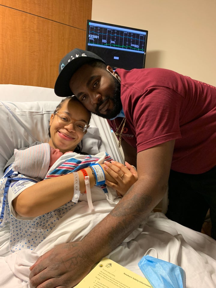 "In our hospital room after having Avery outside. Most people capture images of the baby immediately after birth, but we did not have that luxury. A very kind nurse asked if we had taken any photos when we told her what had just happened."
