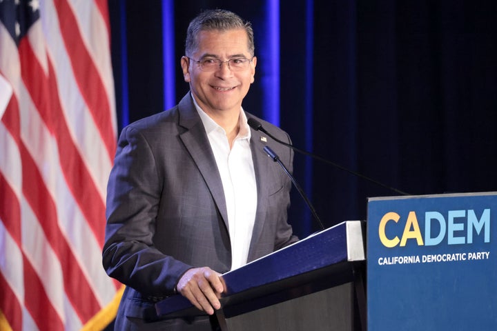 Xavier Becerra speaks at the California delegation breakfast on Wednesday, August 21, 2024 in Chicago, IL. (Myung J. Chun/Los Angeles Times via Getty Images)