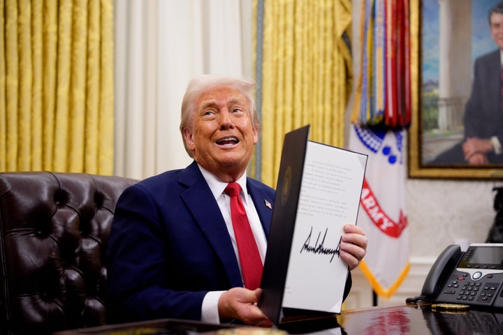 President Donald Trump is executive-order happy. Here, he signs one against ticket scalping and reforming the live entertainment ticket industry.