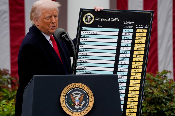 Trump announced new tariffs Wednesday in the Rose Garden of the White House.