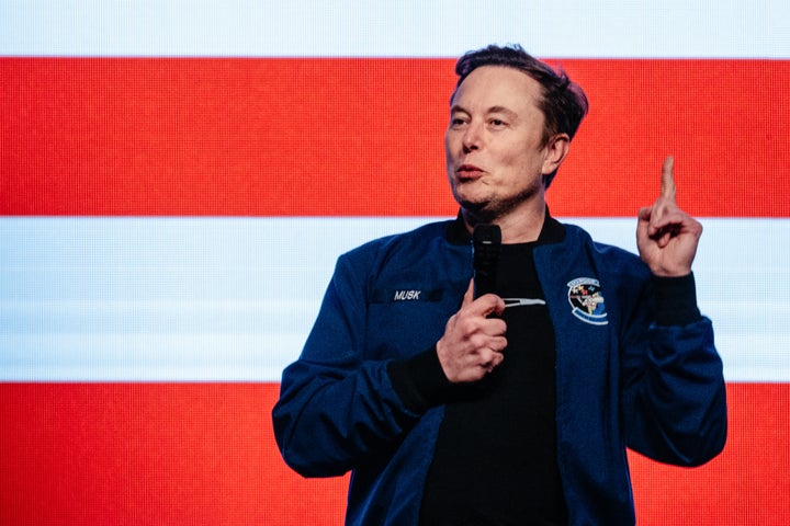Elon Musk, chief executive officer of Tesla Inc., speaks during an America PAC town hall ahead of the Wisconsin Supreme Court election at the KI Convention Center in Green Bay, Wisconsin, US, on Sunday, March 30, 2025. Photographer: Jamie Kelter Davis/Bloomberg via Getty Images