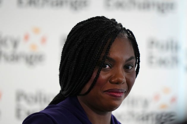 Kemi Badenoch, Leader of the Opposition and Leader of the British Conservative Party, leaves after a Policy Exchange event in London, Tuesday, Feb. 25, 2025.