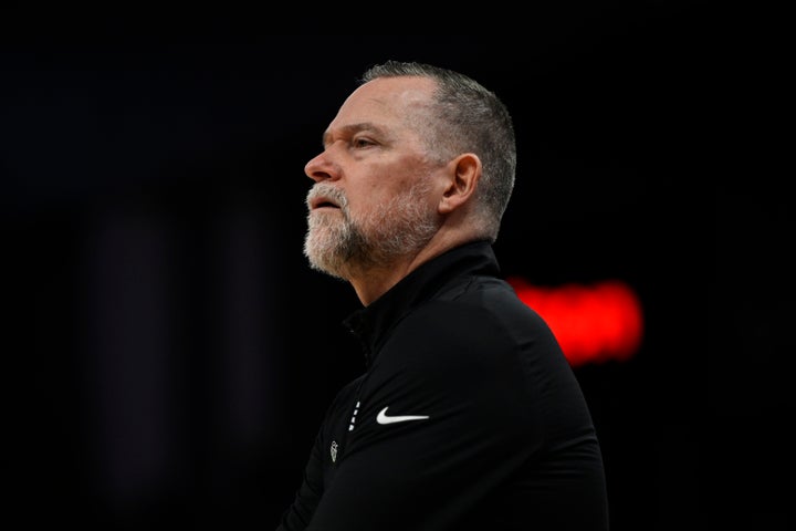 SAN FRANCISCO, CALIFORNIA - APRIL 04: Head coach Michael Malone of the Denver Nuggets looks on against the Golden State Warriors in the fourth quarter at Chase Center on April 04, 2025 in San Francisco, California. NOTE TO USER: User expressly acknowledges and agrees that, by downloading and or using this photograph, User is consenting to the terms and conditions of the Getty Images License Agreement. (Photo by Eakin Howard/Getty Images)