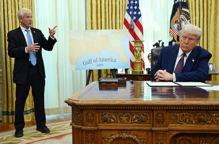 Peter Navarro speaks after President Donald Trump announced "reciprocal" tariffs in the Oval Office of the White House in Washington, D.C., on Feb. 13, 2025.
