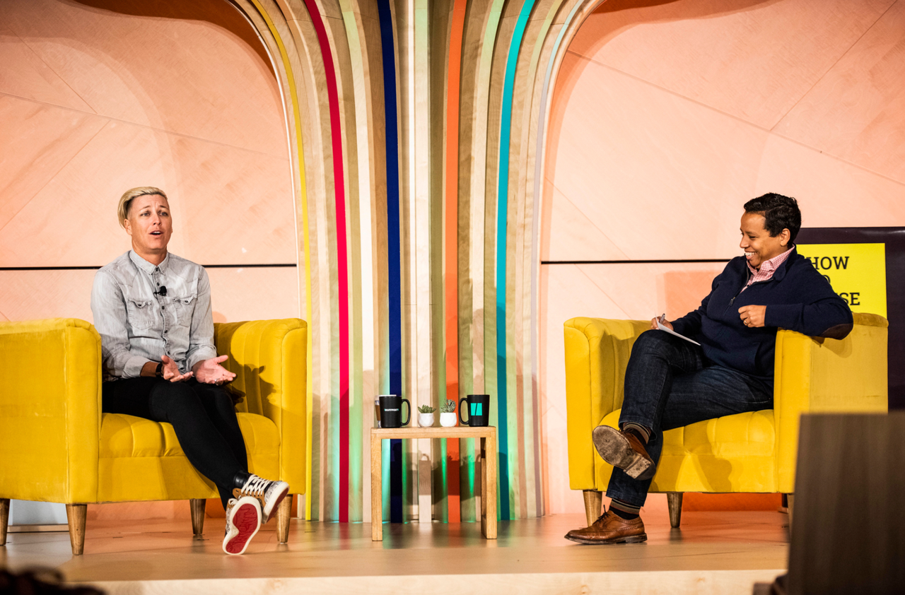 Abby Wambach and Lydia Polgreen at a HuffPost Life conference.