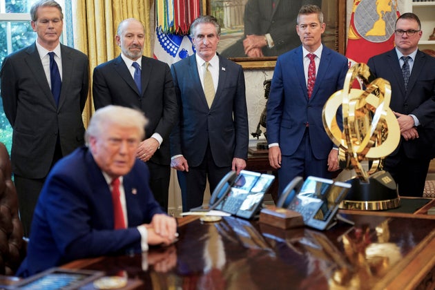 President Donald Trump speaks as he signs executive orders in the Oval Office of the White House Wednesday, April 9, 2025, in Washington
