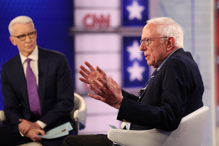 Sen. Bernie Sanders from Vermont speaks during a CNN town hall moderated by Anderson Cooper.