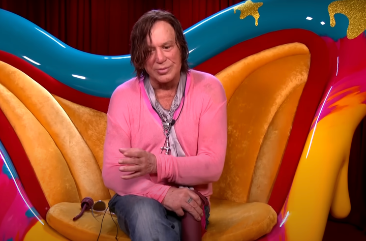 Mickey Rourke is spoken to in the Celebrity Big Brother Diary Room