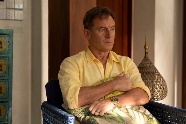 Jason Isaacs in character as Timothy Ratliff in The White Lotus