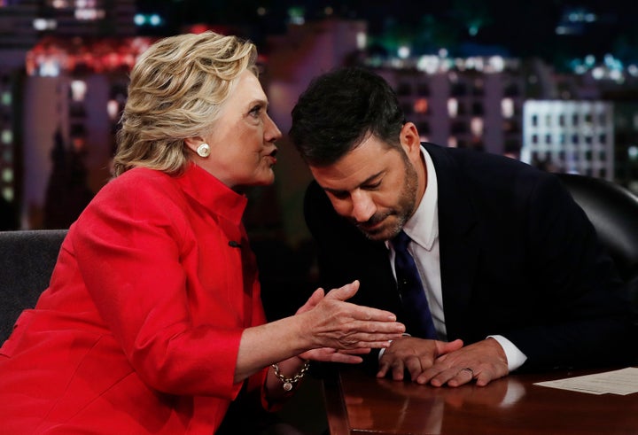 Kimmel, seen during a break in taping of "Jimmy Kimmel Live!" on Aug. 22, 2016, said Clinton's warning about Donald Trump's candidacy was eye opening.