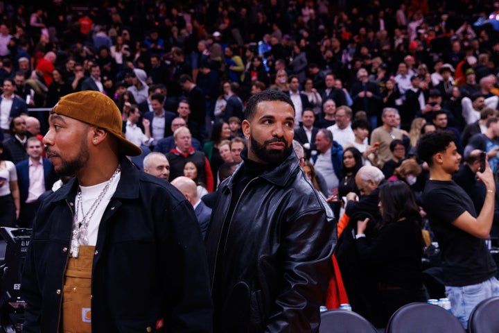Drake leaves an NBA game between the Toronto Raptors and the Golden State Warriors on Jan. 13.