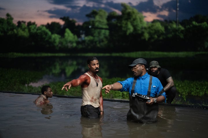 Ryan Coogler (right) directing his longtime collaborator Jordan ("Fruitvale Station," "Creed," "Black Panther") in a scene from "Sinners."