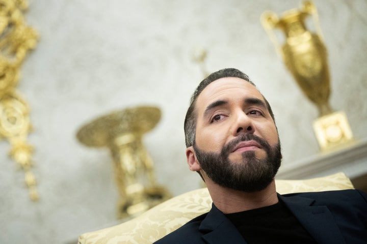 El Salvador's President Nayib Bukele meets with US President Donald Trump at the White House on April 14.