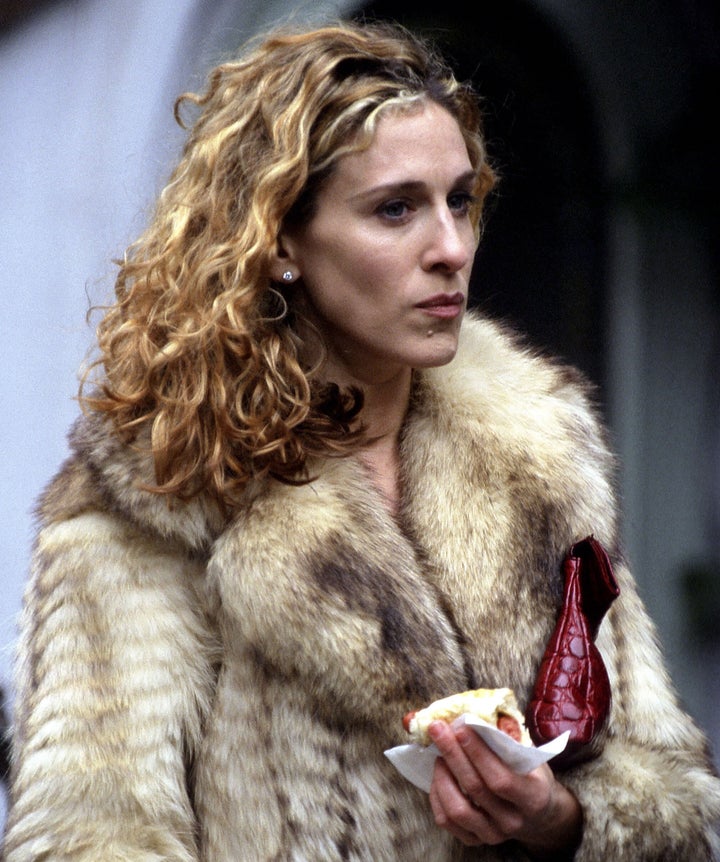 Sarah Jessica Parker, as Carrie Bradshaw, films "Sex and the City" in 1998 at Madison Avenue in New York City.