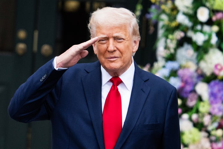 President Donald Trump attends the White House Easter Egg Roll on Monday.