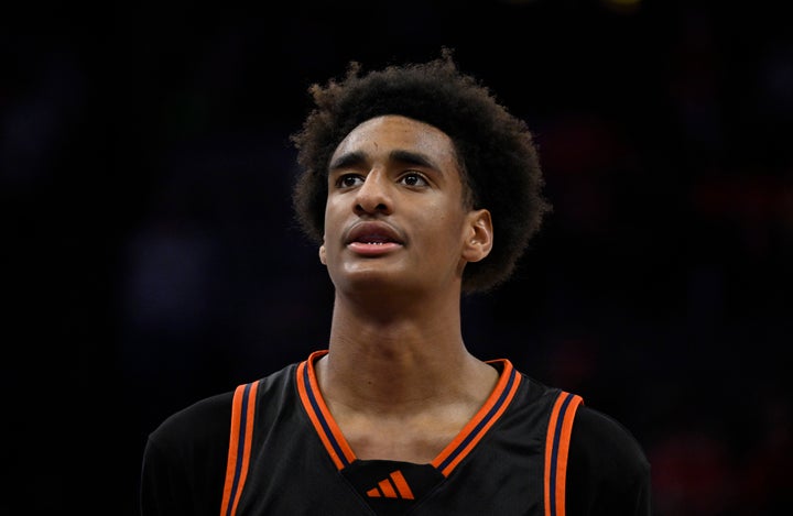 Alijah Arenas #0 of Chatsworth Chancellors prepares to shoot a free-throw against the Jesuit Marauders in the second half of a boys CIF State Division II championship basketball game at the Golden 1 Center in Sacramento on March 15.