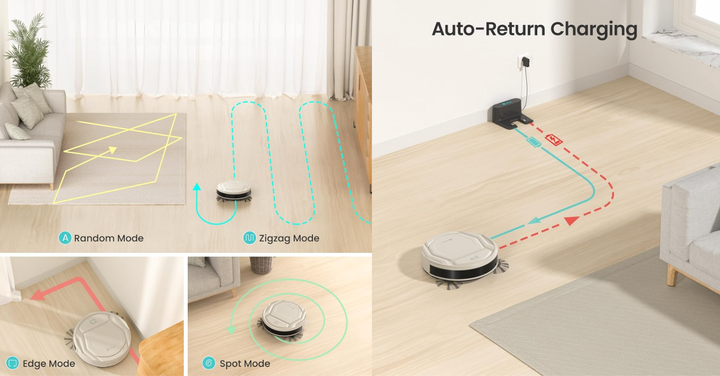 The Lefant robot vacuum has a variety of cleaning modes and automatically returns to the charger when it's done.