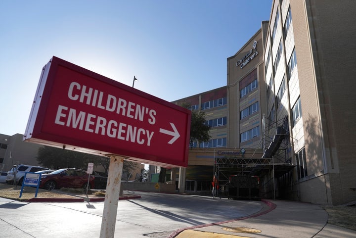Covenant Children's Hospital is pictured from outside the emergency entrance on Wednesday, Feb. 26, 2025, in Lubbock, Texas, after the first U.S. death from measles since 2015.
