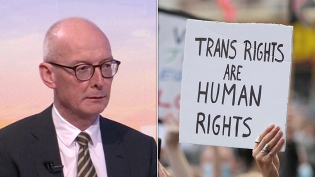 Pat McFadden on the BBC and a pro-trans protester in London