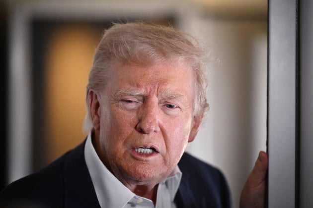 US President Donald Trump speaks to reporters while in flight on Air Force One, en route to Rome, Italy on April 25, 2025. Trump is heading to Rome to attend the funeral of Pope Francis.
