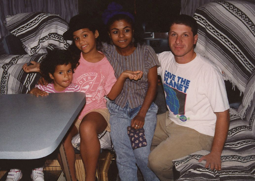 The author with Maggie and his children (from left to right) Daniela and Cristina in September 1993.