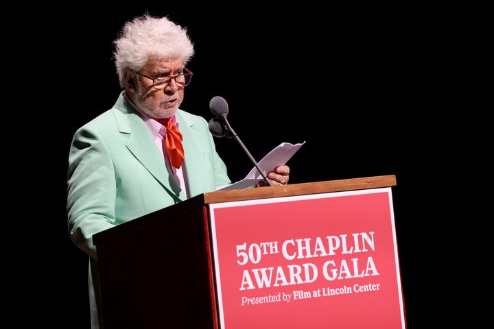 Pedro Almodóvar accepted Film at Lincoln Center's Chaplin Award, honoring his many achievements in the film industry, Monday in New York.