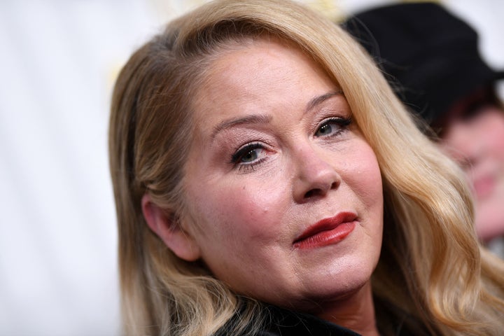 Christina Applegate, here at the Screen Actors Guild Awards in 2023, tearfully announced the death of her father during the latest episode of her "MeSsy" podcast.