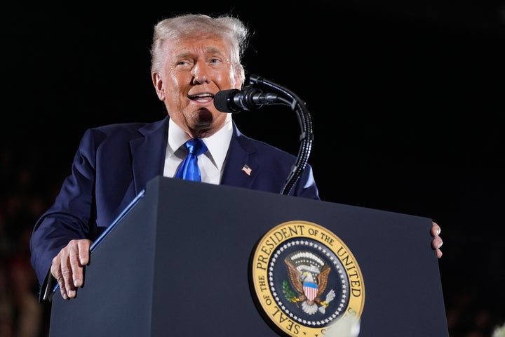 FILE - President Donald Trump gives a commencement address at the University of Alabama, Thursday, May 1, 2025, in Tuscaloosa, Ala. (AP Photo/Manuel Balce Ceneta, File)