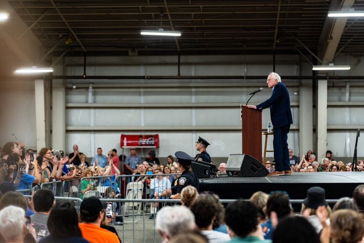 Senator Bernie Sanders (I-Vt.) speaks at the Fighting Oligarchy rally in Harrisburg, Pennsylvania, on May 2.