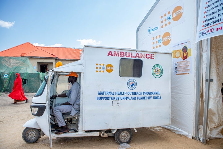 4 Companies UNFPA Supplies For Moms And Infants 4 The Keke ambulance in the Bakasi camp in Maiduguri, Borno State, Northeast Nigeria, on Sept. 26, 2024. The Keke ambulance, originally a mobile clinic used to refer patients from the camp's Primary Health Center to secondary or tertiary health facilities, took on an expanded role in response to flooding. In addition to its regular duties, it helped transport individuals, such as pregnant women, from flooded homes to the safety of the camps or higher-level medical facilities.
